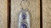 Tanzanite Multi Stone Patterned Sterling Silver Pendant Necklace