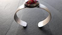Primary Colors Vintage Millefiori Glass Oxidized Brushed Sterling Silver Cuff Bracelet