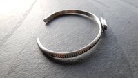 Deep Teal Indicolite Tourmaline Raw Crystal Textured Line Sterling Silver Skinny Stacking Cuff Bracelet