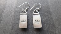 Deep Fuchsia Pink Tourmaline Slice Textured Sterling Silver Hinged Lightweight Everyday Dangle Earrings