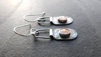 Champagne Rosecut Morganite Textured Sterling Silver Hinged Lightweight Everyday Dangle Earrings