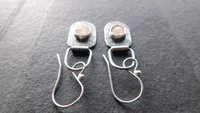 Champagne Rosecut Morganite Textured Sterling Silver Hinged Lightweight Everyday Dangle Earrings