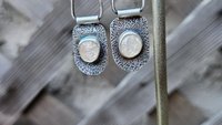 Champagne Rosecut Morganite Textured Sterling Silver Hinged Lightweight Everyday Dangle Earrings
