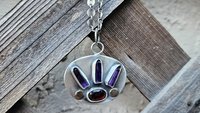 Amethyst Quartz Crystal  Point Garnet Sterling Silver 14K Gold Mixed Metal Multi Stone Pendant Necklace