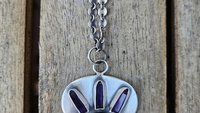 Amethyst Quartz Crystal  Point Garnet Sterling Silver 14K Gold Mixed Metal Multi Stone Pendant Necklace