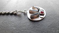 Amethyst Quartz Crystal  Point Garnet Sterling Silver 14K Gold Mixed Metal Multi Stone Pendant Necklace