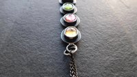 Golden Yellow Citrine Pink Tourmaline Green Tourmaline Orange Kyanite Rainbow Stone Oxidized Sterling Silver Necklace
