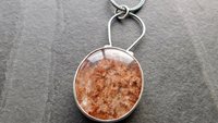 Rust Red Moss Agate Oxidized Brushed Sterling Silver Mossy Garden Pendant Necklace
