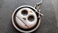 Porcelain Sugar Skull Oxidized Sterling Silver Pendant Necklace