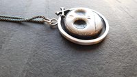 Porcelain Sugar Skull Oxidized Sterling Silver Pendant Necklace