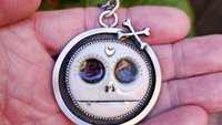 Porcelain Sugar Skull Oxidized Sterling Silver Pendant Necklace