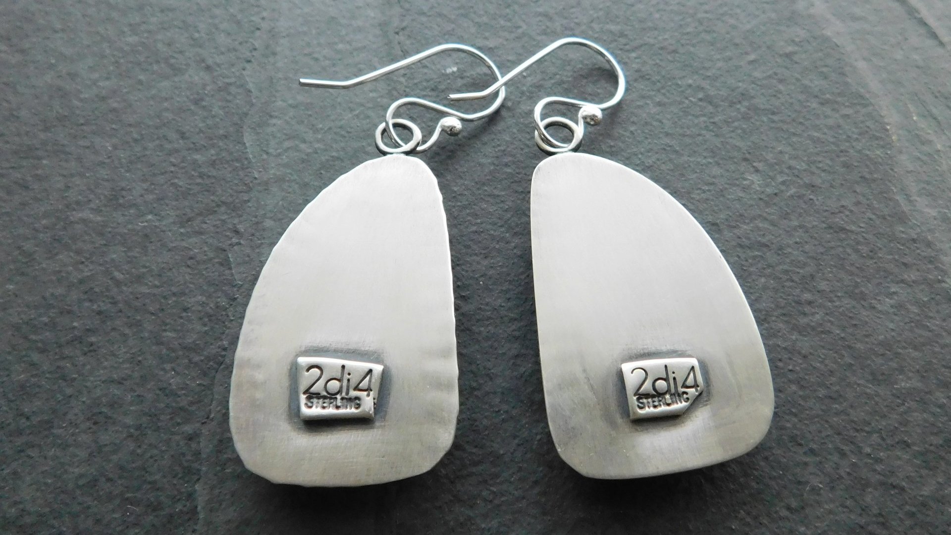 Polychrome Jasper Landscape Stone Oxidized Sterling Silver Mod Southwest Dangle Earrings