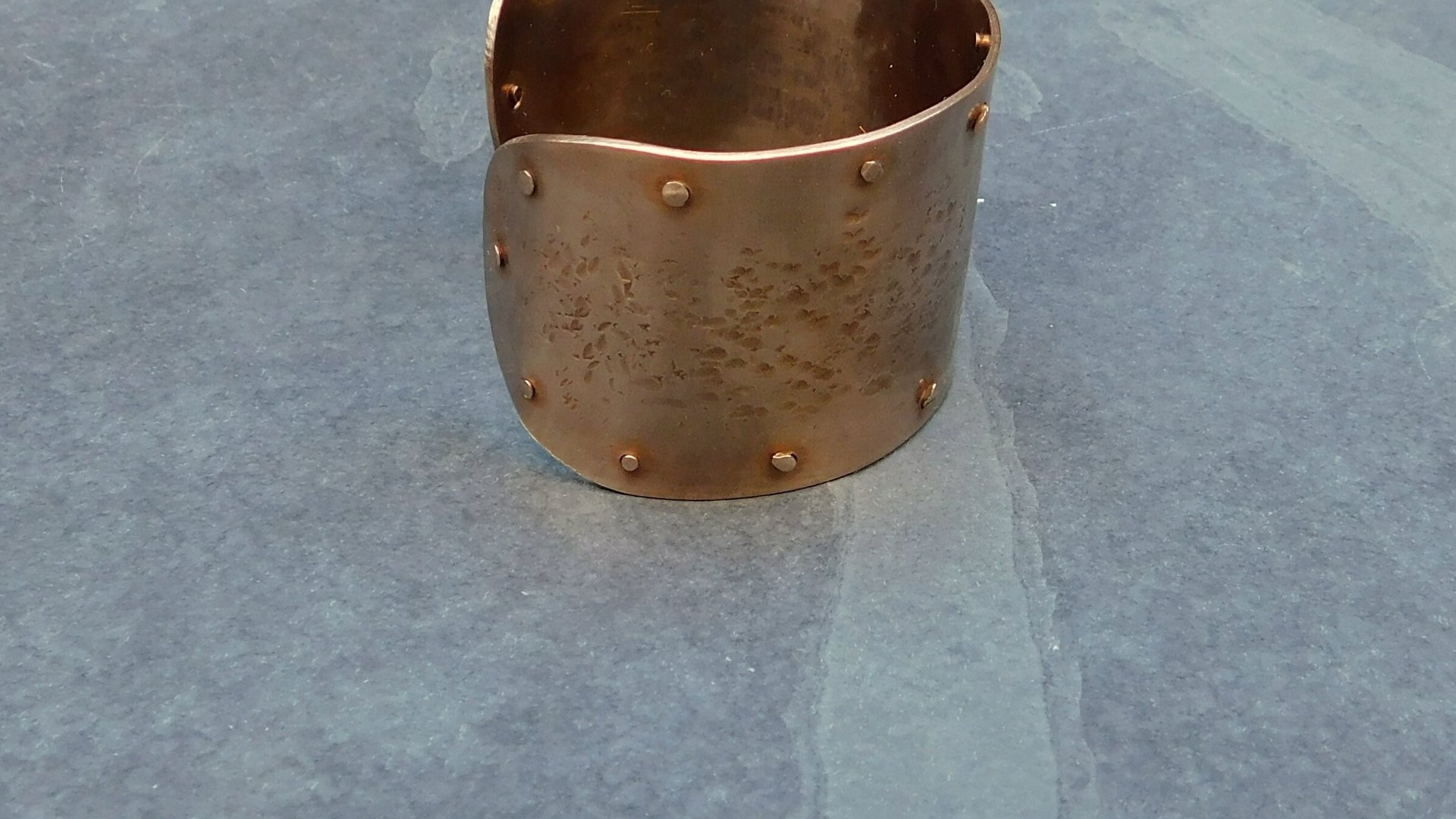Bronze Hammered Rivet Heavy Metal Cuff Bracelet