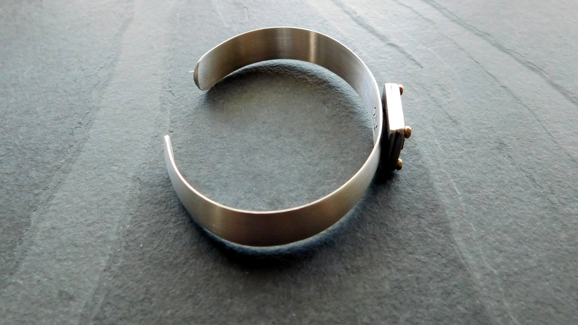 Aquamarine Raw Crystal Oxidized Sterling Silver 14K Gold Dot Mixed Metal Cuff Bracelet