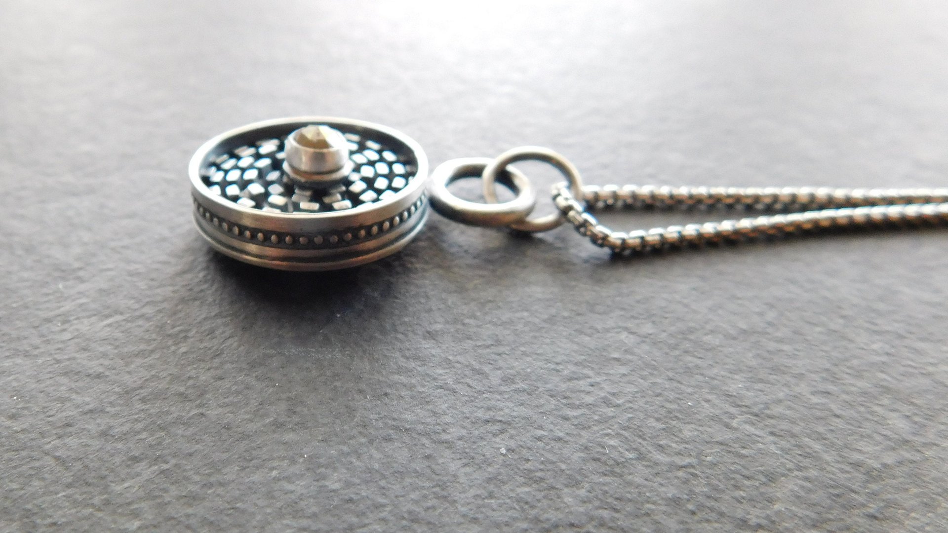 Earth Tone Colored Diamond Sterling Silver Modernist Wire Pendant Necklace