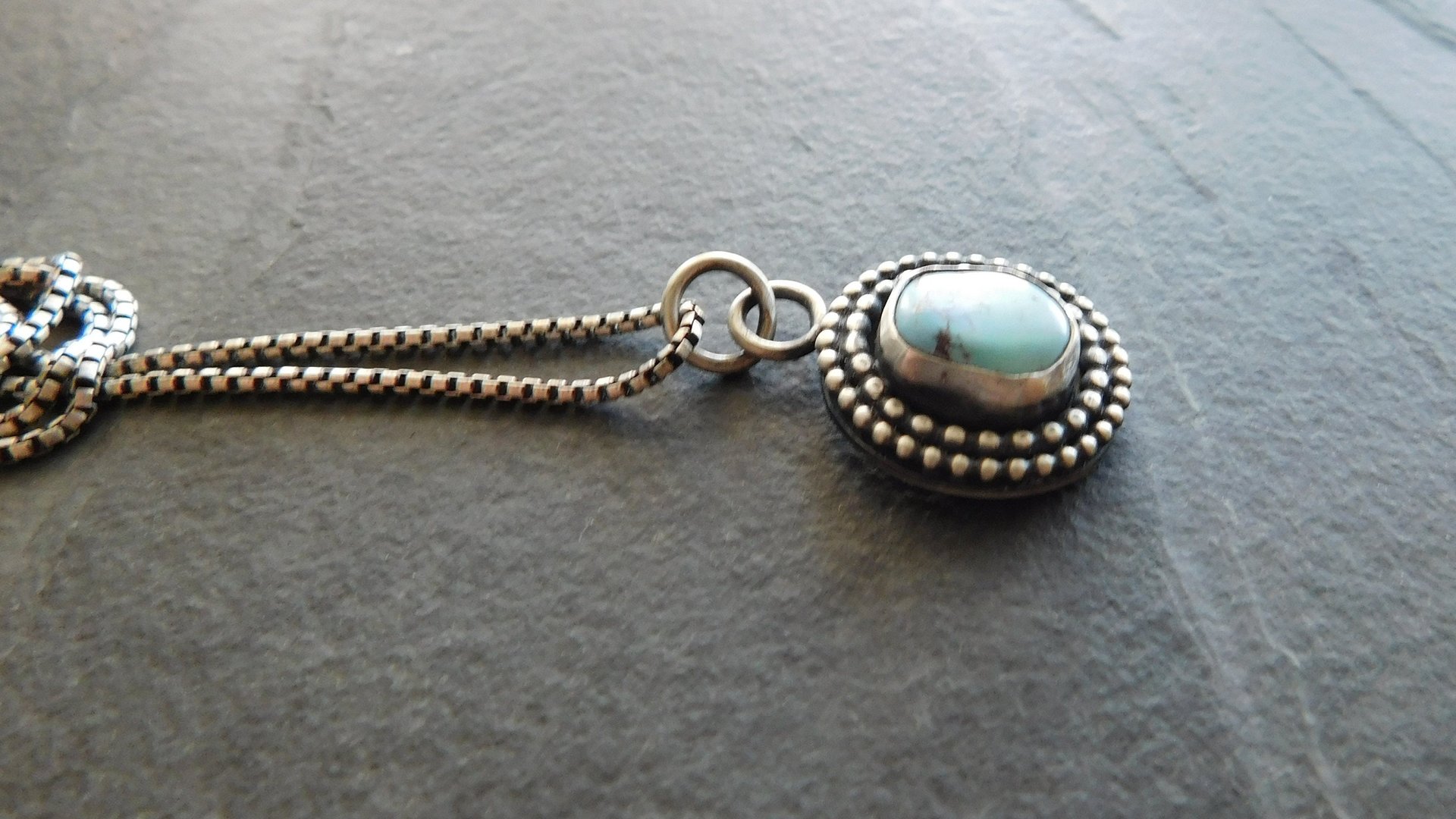 Kazakhstan Golden Hill Lavender Turquoise Nugget Sterling Silver Pendant Necklace