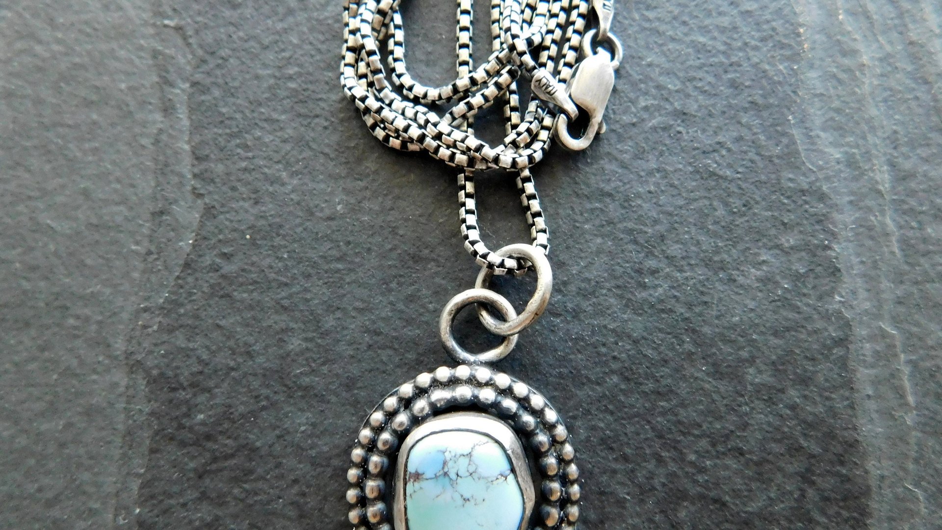 Kazakhstan Golden Hill Lavender Turquoise Nugget Sterling Silver Pendant Necklace