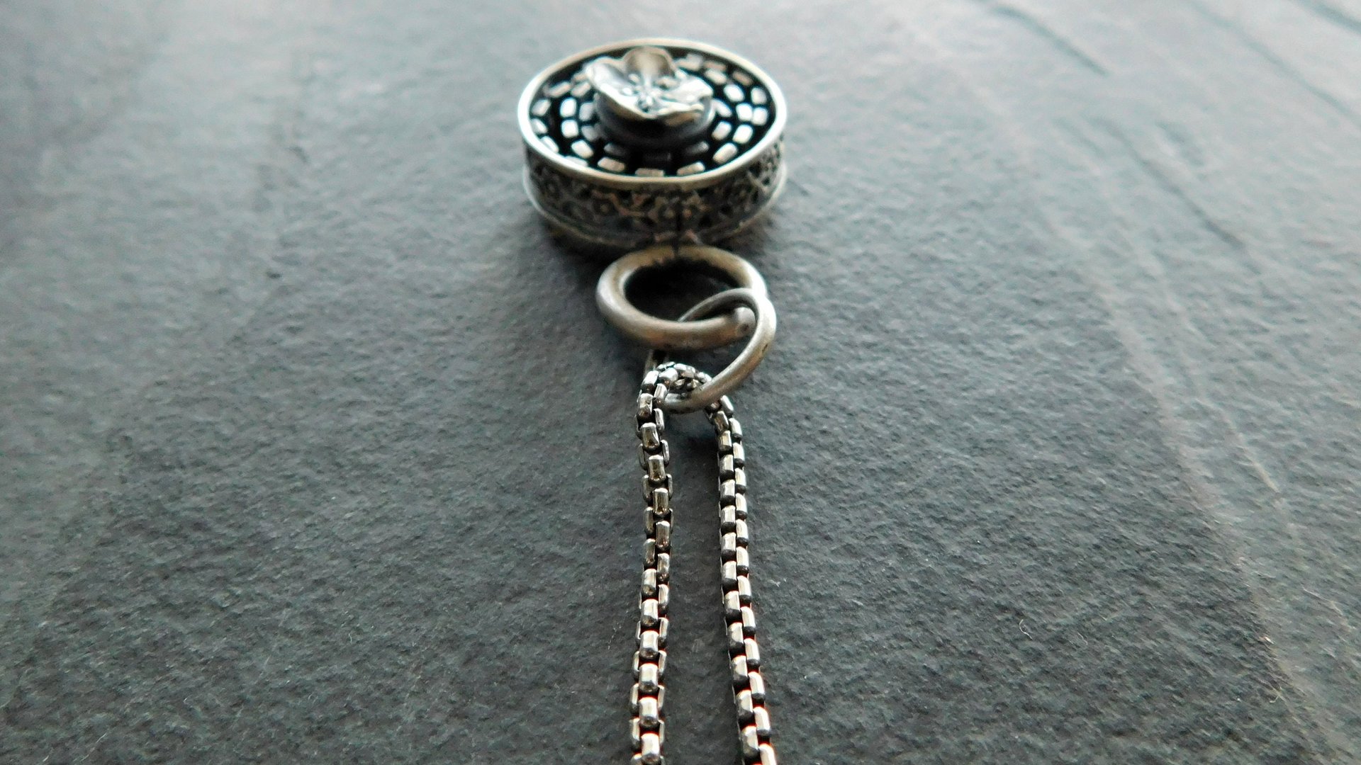 Sterling Silver Ornate Flower Wire Modern Industrial Floral Pendant Necklace
