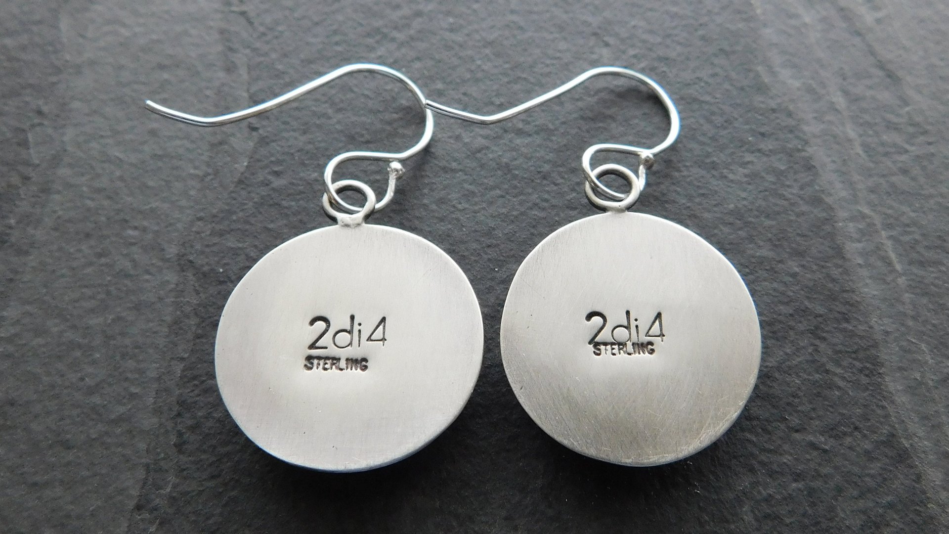 Vintage 1970s Gold-tone Metal Compass Button Sterling Silver Dangle Earrings