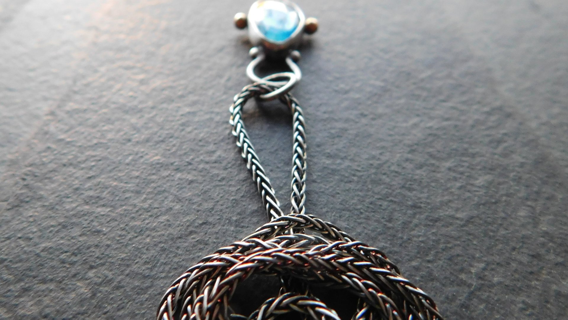 London Blue Topaz Sterling Silver 14K Gold Minimalist Pendant Necklace
