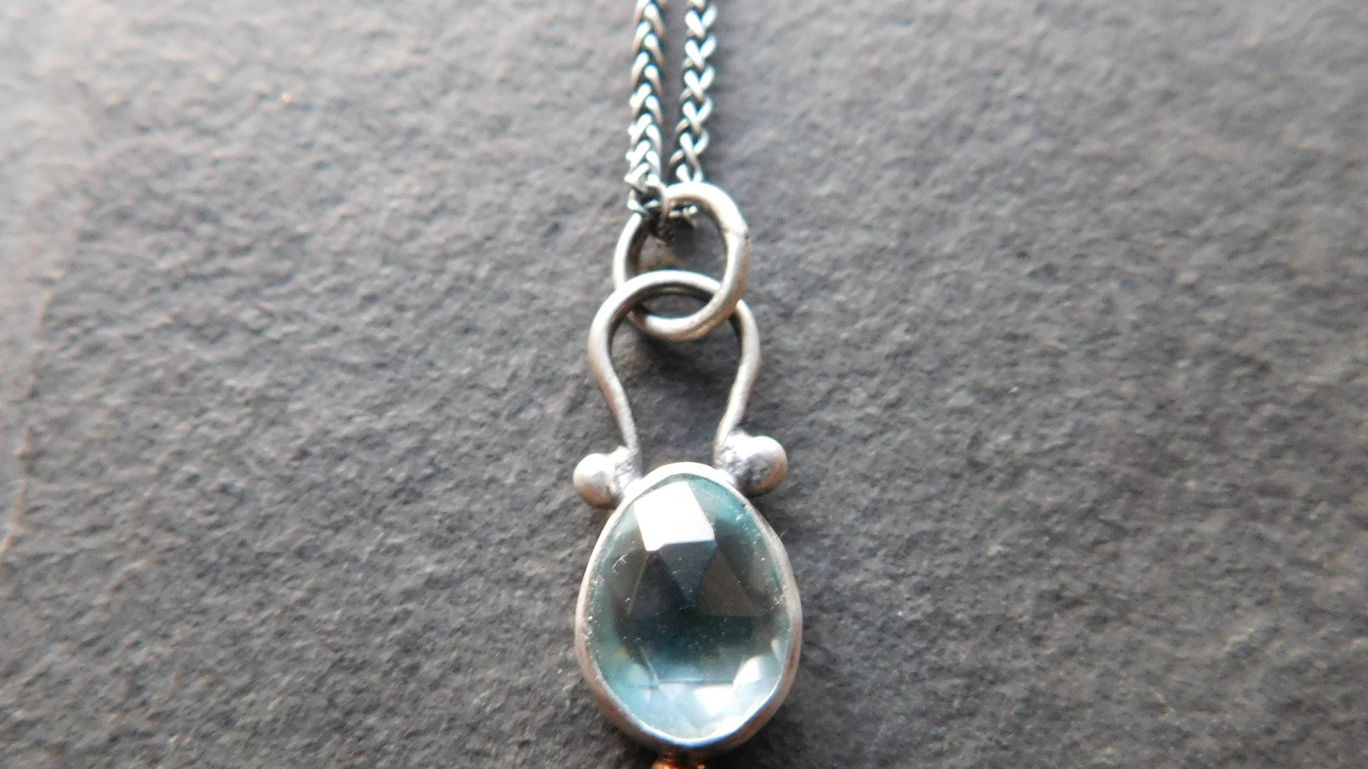 Rosecut Aquamarine Sterling Silver 14K Gold Minimalist Pendant Necklace