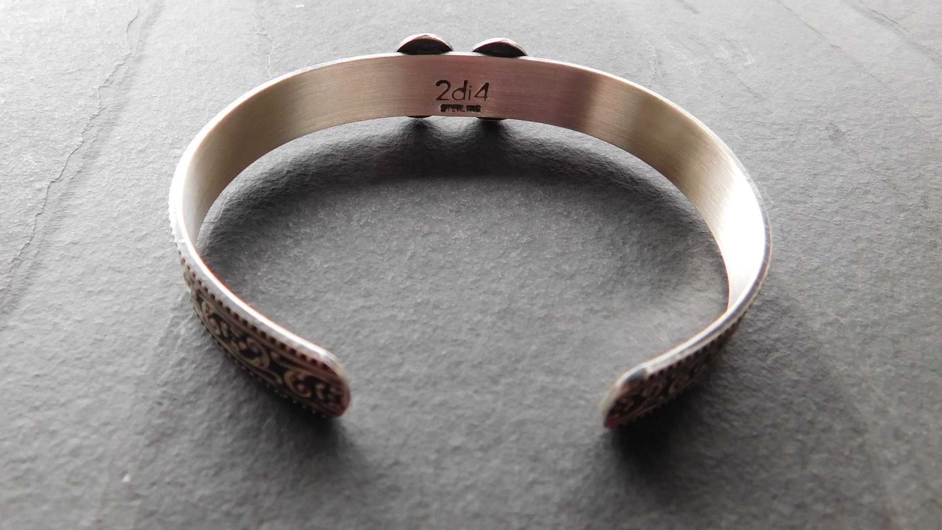 Pink Green Tourmaline Multi Stone Oxidized Sterling Silver Ornate Floral Wire Cuff Bracelet