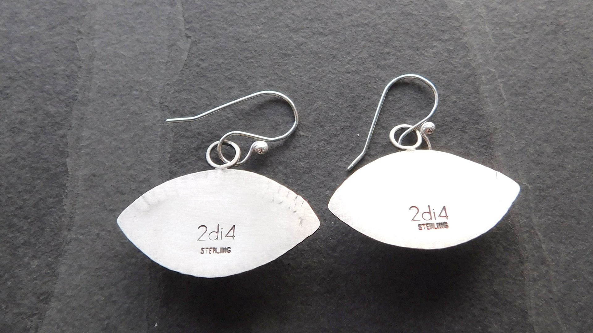 Green Ocean Jasper Eye Sterling Silver Stamped Dangle Earrings