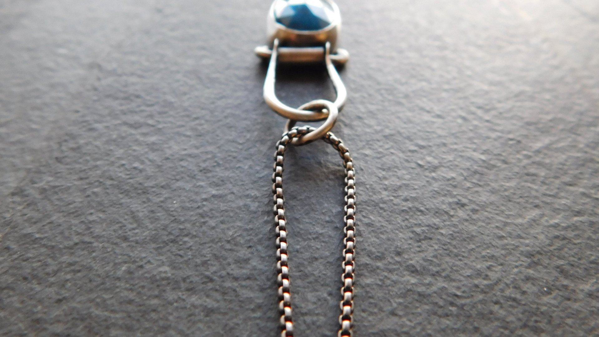 Neon Blue Rosecut Kyanite Oxidized Sterling Silver Hinge Pendant Necklace