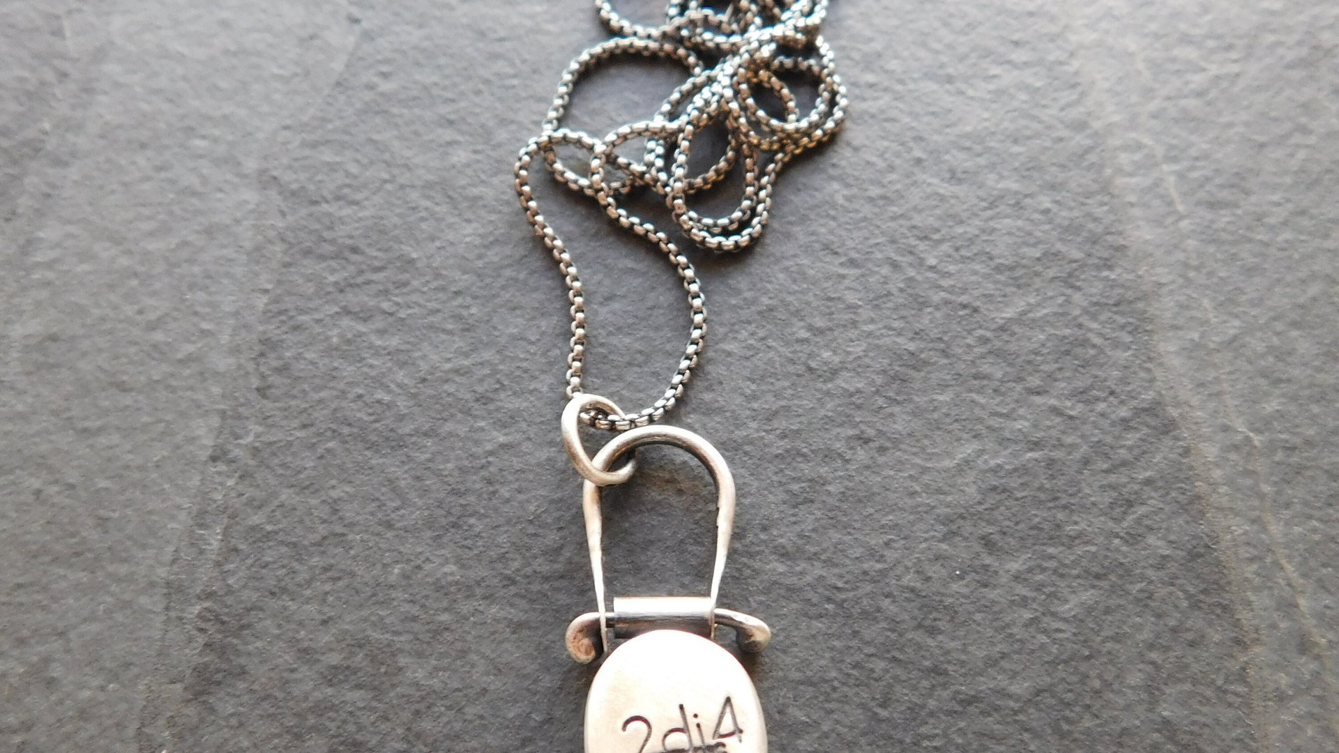 Neon Blue Rosecut Kyanite Oxidized Sterling Silver Hinge Pendant Necklace