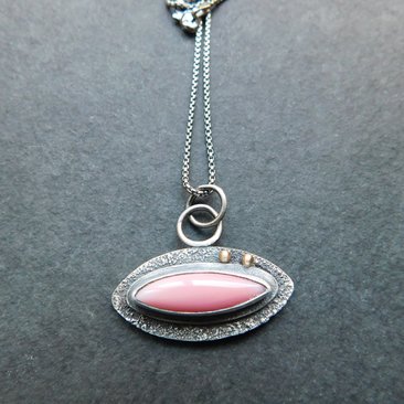 Pink Conch Shell Textured Sterling Silver Everyday Pendant Necklace