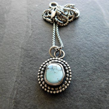Kazakhstan Golden Hill Lavender Turquoise Nugget Sterling Silver Pendant Necklace