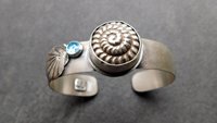 Snail Shell Swiss Blue Topaz Sterling Silver Beach Cuff Bracelet