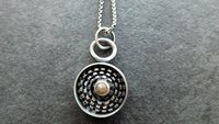 Earth Tone Colored Diamond Sterling Silver Modernist Wire Pendant Necklace