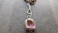 Raw Mineral Ametrine Nugget 14K Gold Dot Oxidized Sterling Silver Minimalist Pendant Necklace