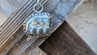 Fossil Clam Shell Sterling Silver Stamped Beach Pendant Necklace