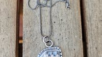 Fossil Clam Shell Sterling Silver Stamped Beach Pendant Necklace