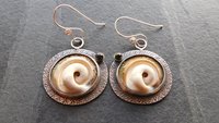Operculum Shell Dark Green Tourmaline Textured Sterling Silver Dangle Earrings