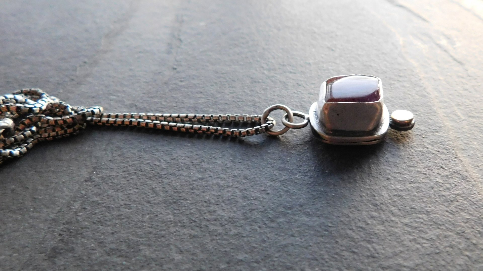 Raw Mineral Ametrine Nugget 14K Gold Dot Oxidized Sterling Silver Minimalist Pendant Necklace