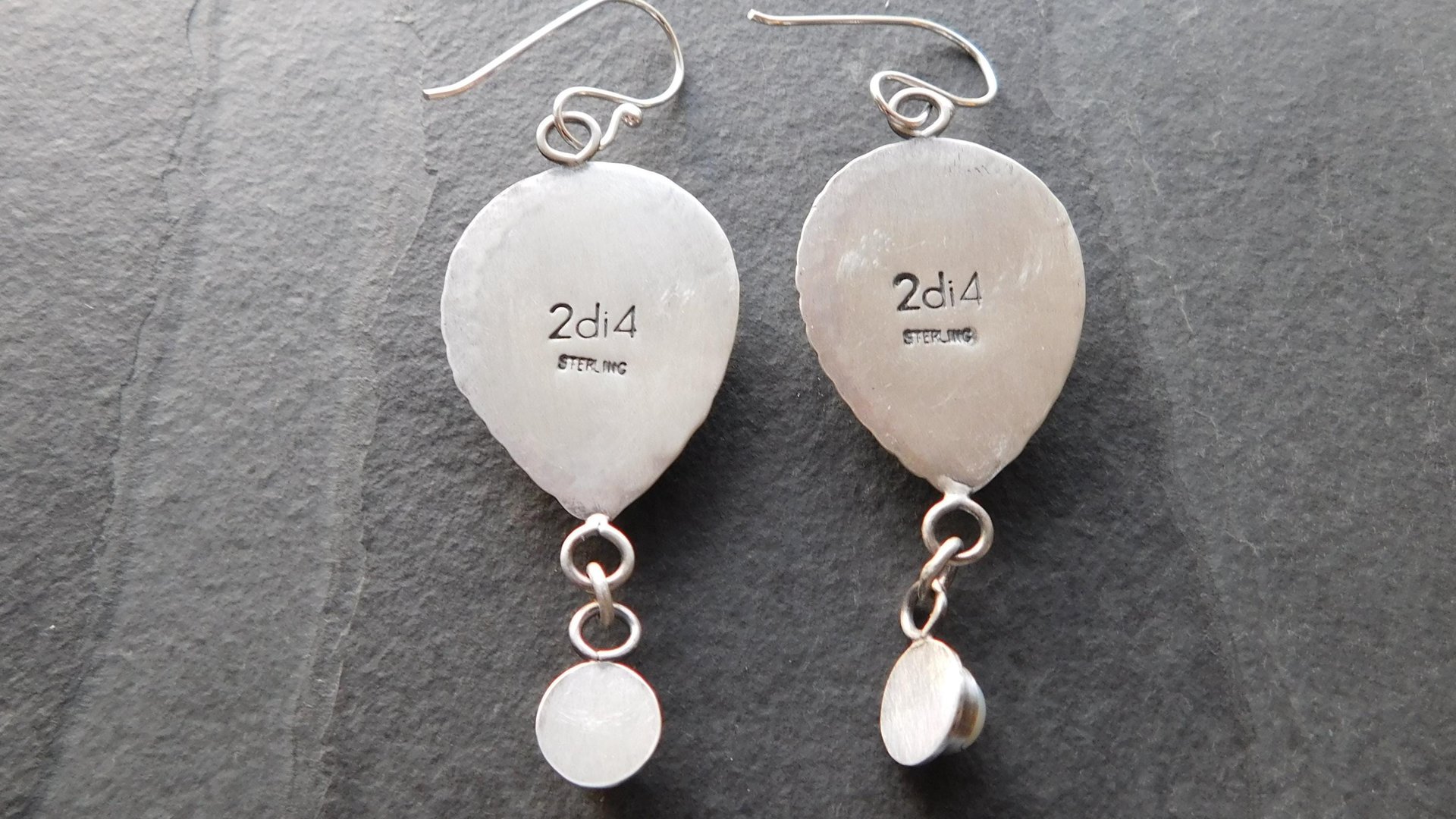 Red White Feather Plume Agate Doublet Freshwater Pearl Dangle Stamped Sterling Silver Earrings